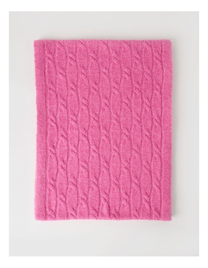 June Cable Winter Scarf in Pink