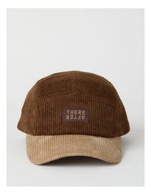 Chunky Cord 5 Panel Cap Hat in Brown and Beige