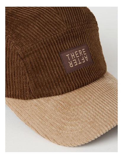 Chunky Cord 5 Panel Cap Hat in Brown and Beige