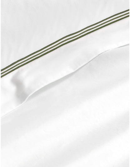 PALAIS TAILORED PILLOWCASE IN SNOW/MOSS