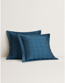 ABBOTSON EUROPEAN SHAM IN DEEP BLUE MARLE