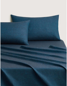 ABBOTSON QUEEN FLAT SHEET IN DEEP BLUE MARLE