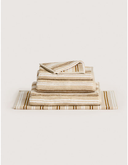 LIVING TEXTURES STRIPE FACE WASHER IN LIMESTONE