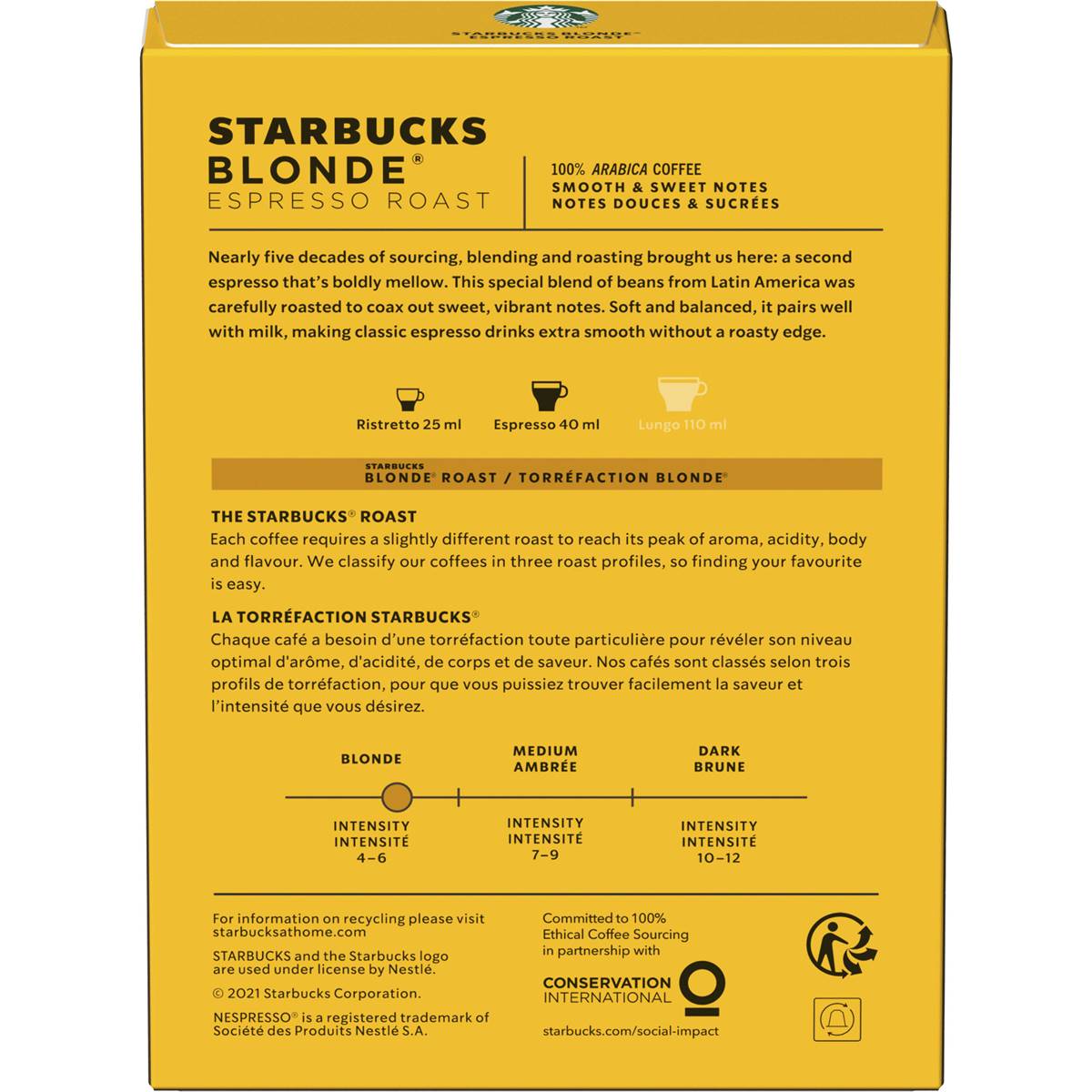 Starbucks by Nespresso Blonde Espresso Roast Coffee Pods 36 Pack