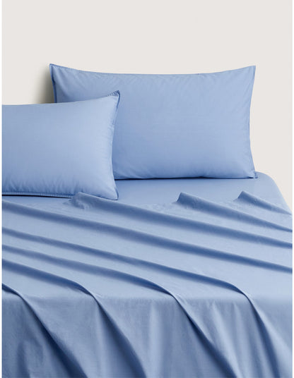 BAYLEY WASHED PERCALE QUEEN SHEET SET IN CORNFLOWER