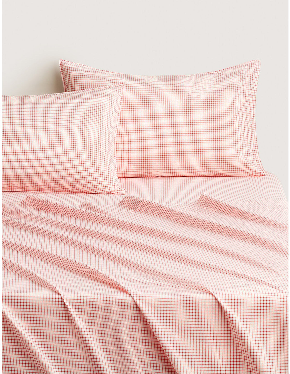BAYLEY WINDOWPANE KING SINGLE SHEET SET IN POPPY