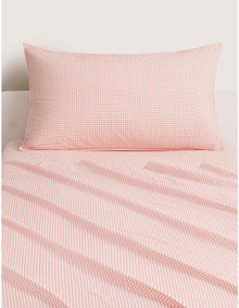 BAYLEY WINDOWPANE SINGLE SHEET SET IN POPPY