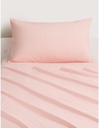 BAYLEY WINDOWPANE SINGLE SHEET SET IN POPPY