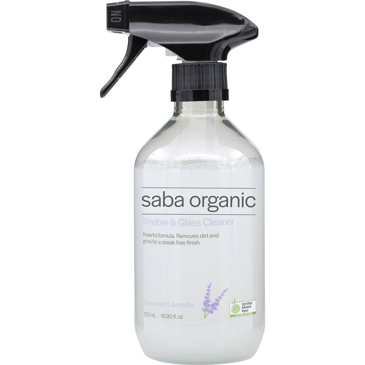 Saba Organics Window & Glass Cleaner Tasmanian Lavender 500mL