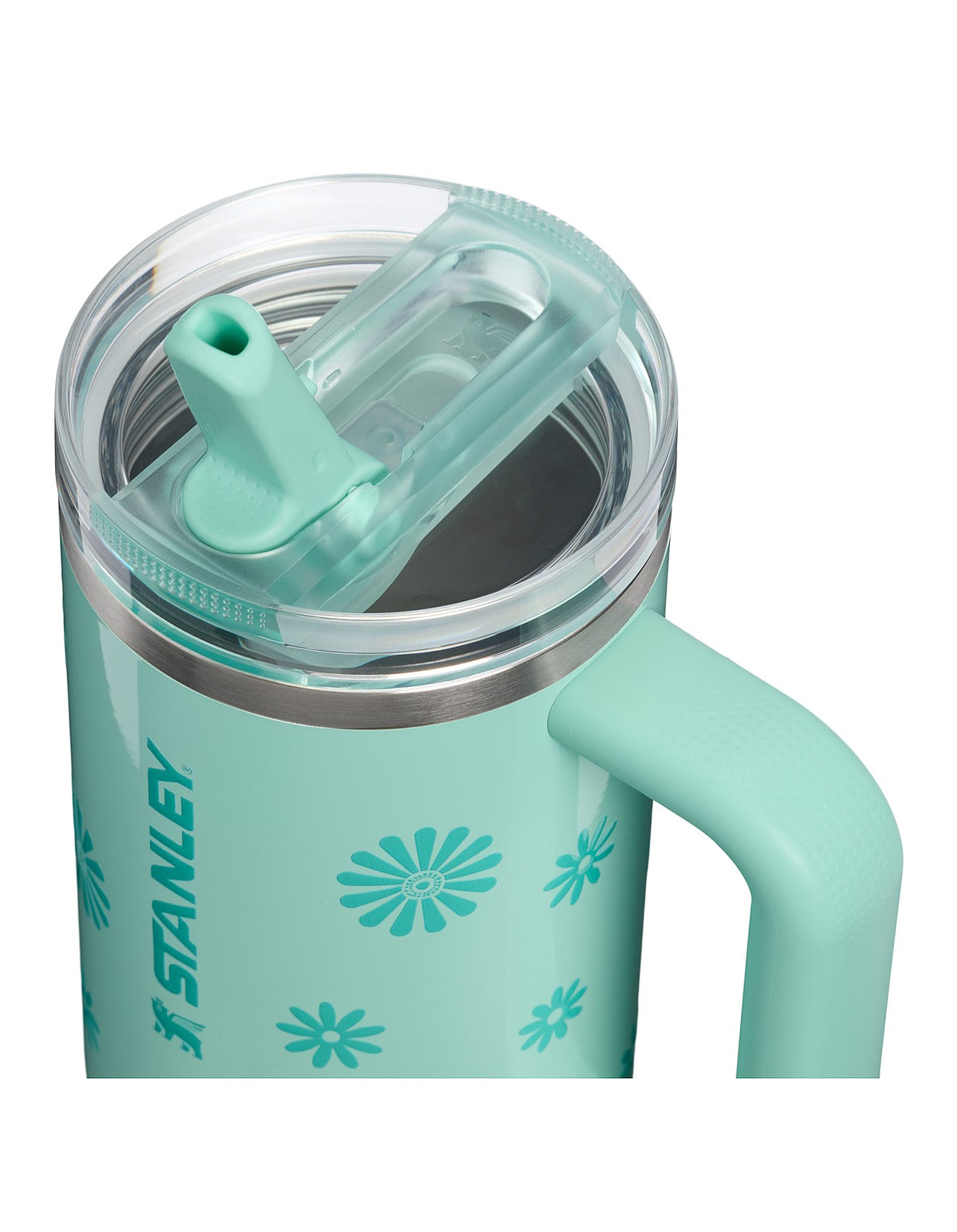 QUENCHER PROTOUR FLIP STRAW TUMBLER 30OZ TEAL DAISIES