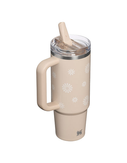 QUENCHER PROTOUR FLIP STRAW TUMBLER 30OZ CHAMPAGNE DAISIES