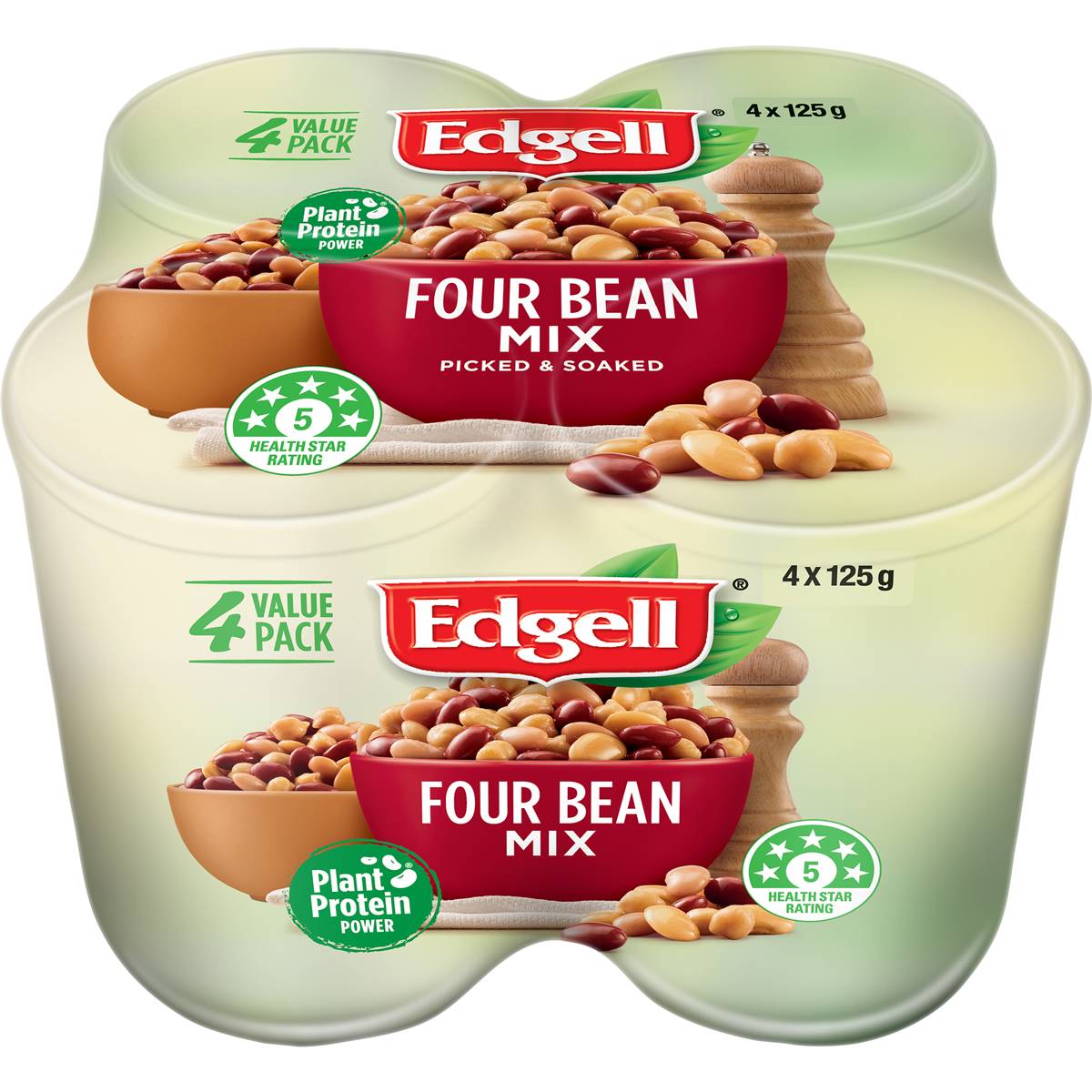 Edgell Four Bean Mix Multipack Snacks Ready to Eat 125g x 4 Pack