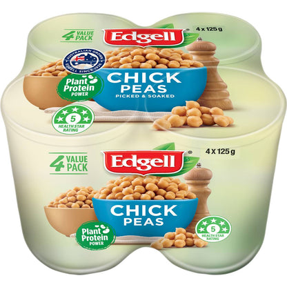 Edgell Australian Chickpeas Multipack Snacks Ready to Eat 125g x 4 Pack