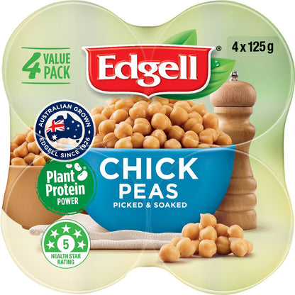 Edgell Australian Chickpeas Multipack Snacks Ready to Eat 125g x 4 Pack