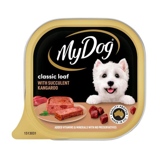 MY DOG ADULT WET DOG FOOD CLASSIC LOAF WITH SUCCULENT KANGAROO 100G TRAY