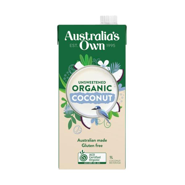 AUSTRALIAS OWN ORGANIC COCONUT UNSWEETENED MILK 1L