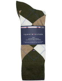 Argyle Crew Socks 5-Pack in Khaki