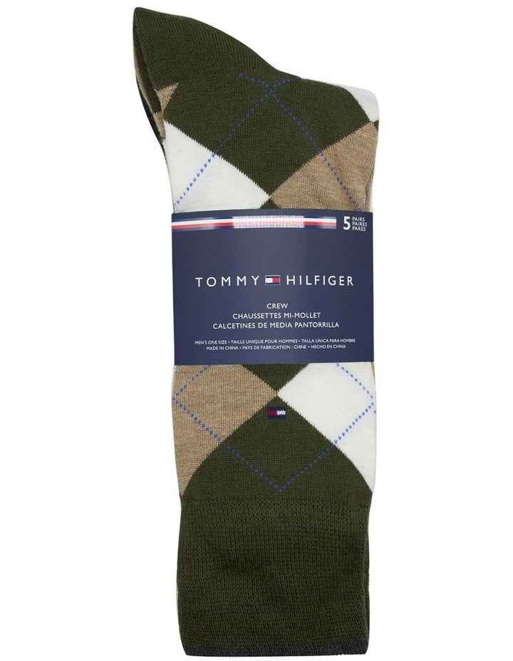 Argyle Crew Socks 5-Pack in Khaki