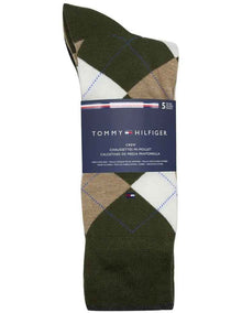 Argyle Crew Socks 5-Pack in Khaki
