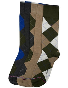 Argyle Crew Socks 5-Pack in Khaki