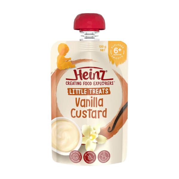 HEINZ LITTLE TREATS VANILLA CUSTARD BABY FOOD POUCH 120G 6+ MONTHS