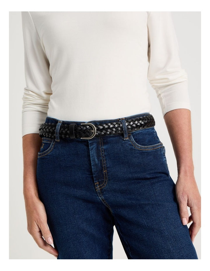 Nadia Braided Belt in Black