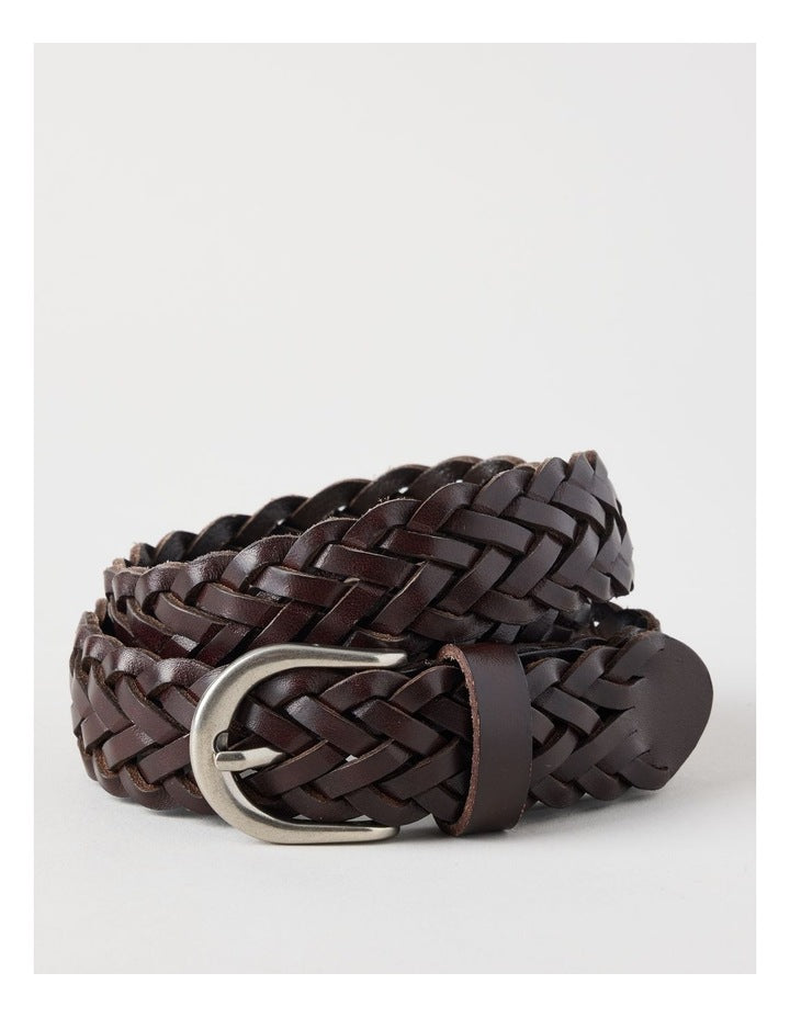 Nadia Braided Belt in Chocolate