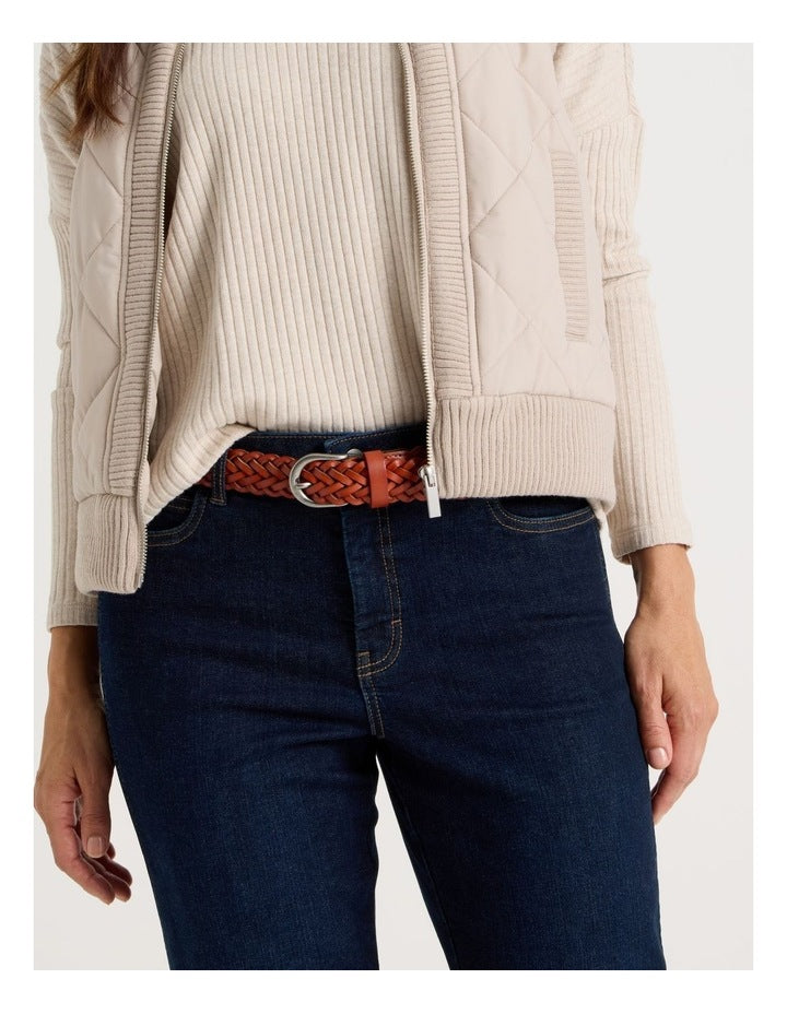 Nadia Braided Belt in Tan