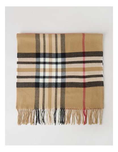 Plaid Cashmink Winter Scarf in Camel
