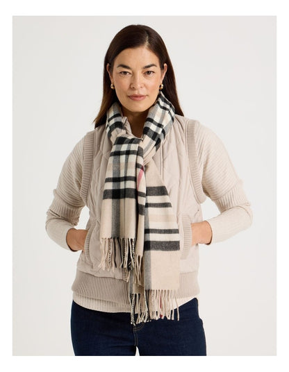 Plaid Cashmink Winter Scarf in Taupe