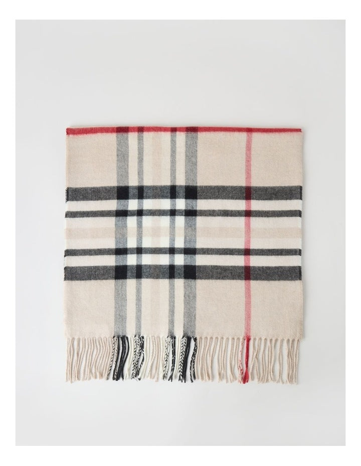 Plaid Cashmink Winter Scarf in Taupe