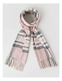 Plaid Cashmink Winter Scarf in Blush