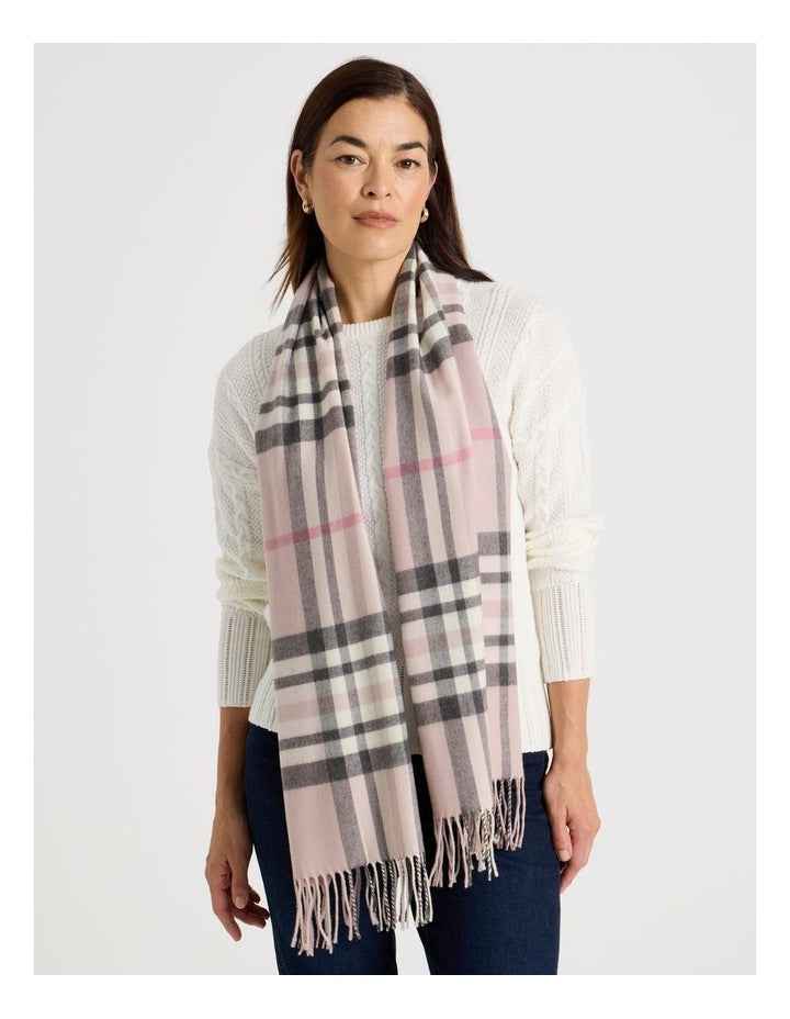 Plaid Cashmink Winter Scarf in Blush