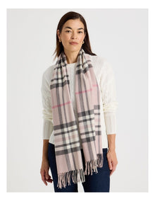 Plaid Cashmink Winter Scarf in Blush