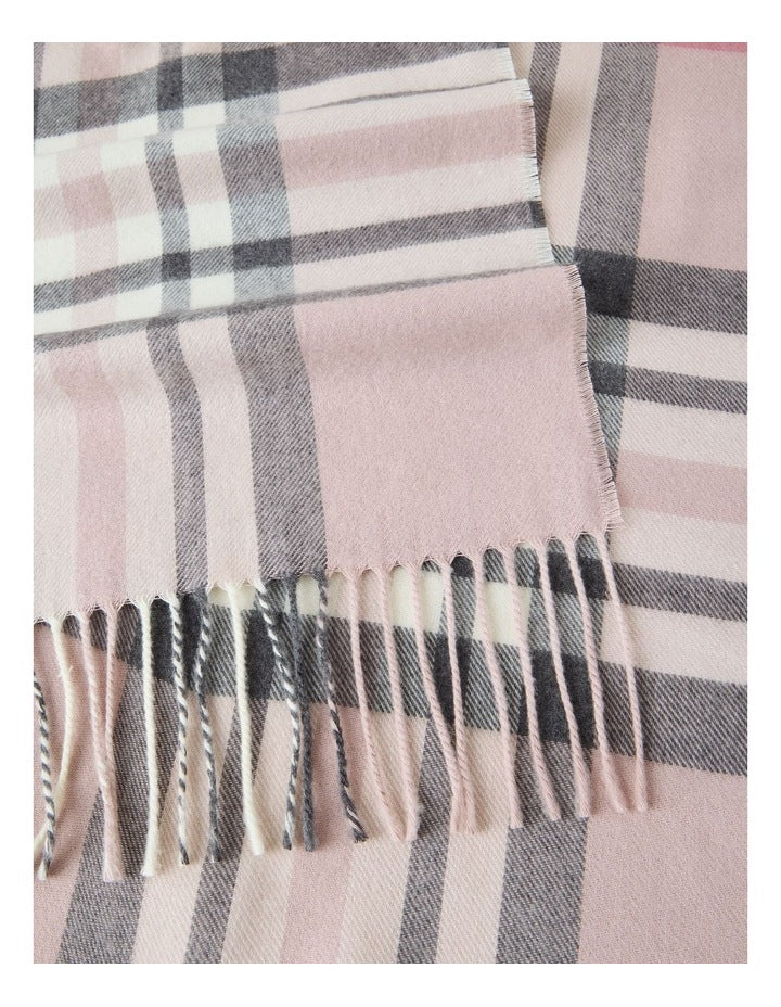 Plaid Cashmink Winter Scarf in Blush