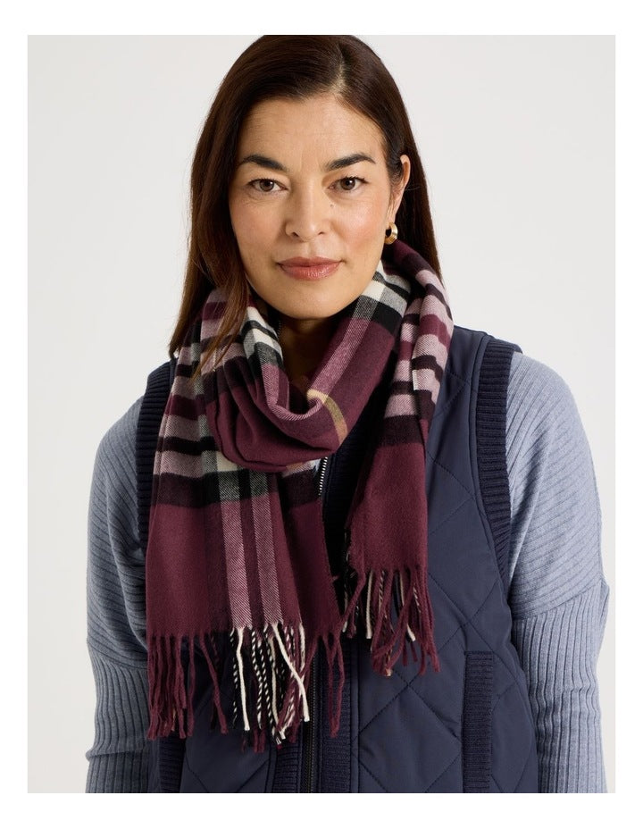 Plaid Cashmink Winter Scarf in Burgundy