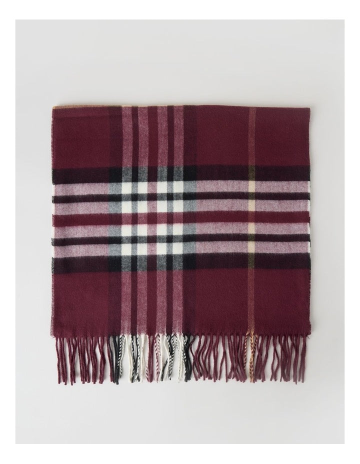 Plaid Cashmink Winter Scarf in Burgundy