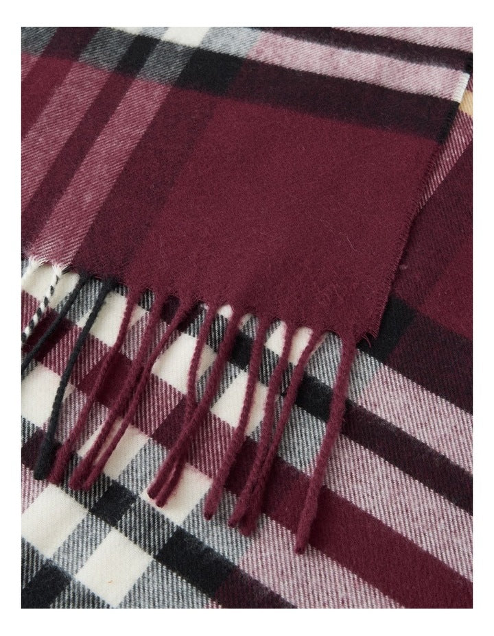 Plaid Cashmink Winter Scarf in Burgundy