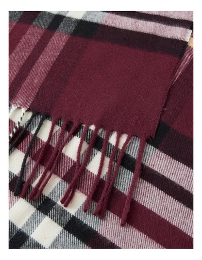 Plaid Cashmink Winter Scarf in Burgundy