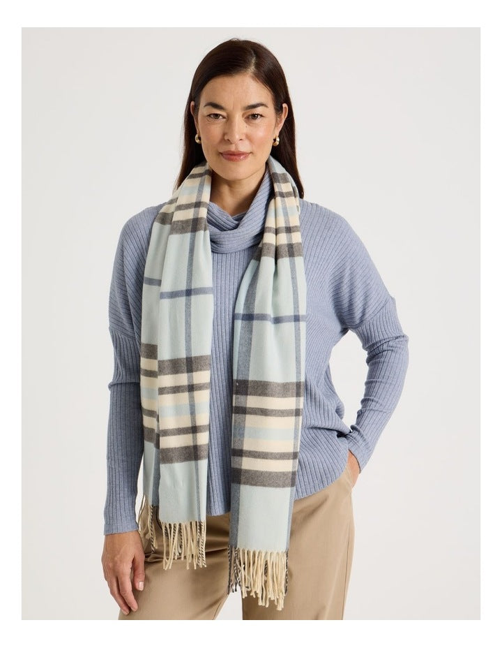 Plaid Cashmink Winter Scarf in Blue