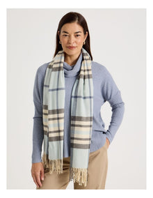Plaid Cashmink Winter Scarf in Blue