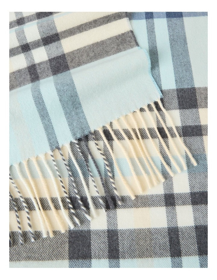 Plaid Cashmink Winter Scarf in Blue
