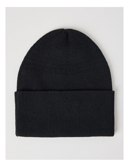 Rib Beanie in Black