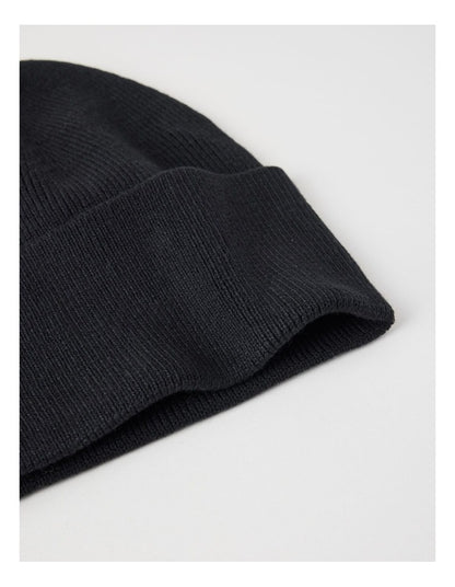 Rib Beanie in Black