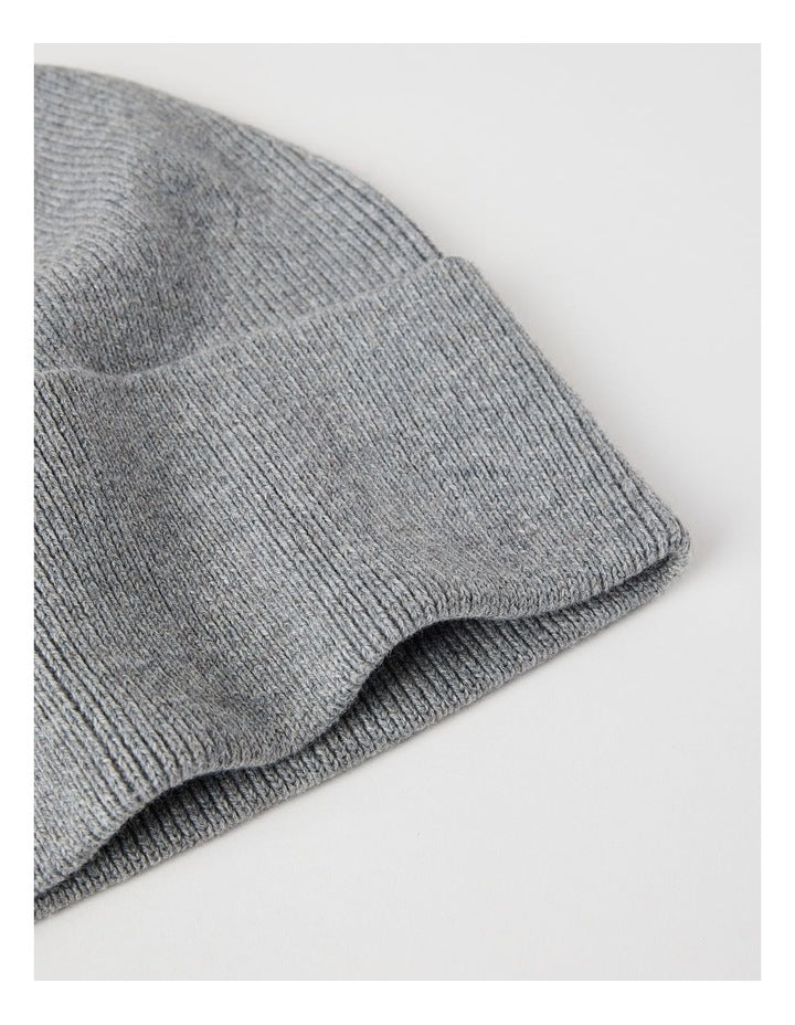 Rib Beanie in Grey