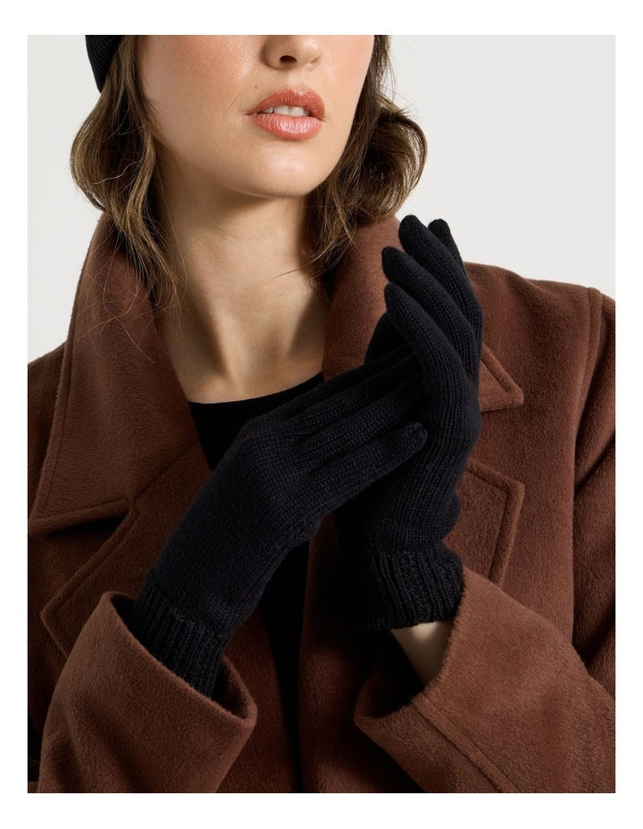 Rib Gloves in Black