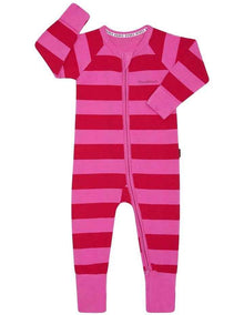 Zip Wondersuit in Horizontal Rugby Stripes Red