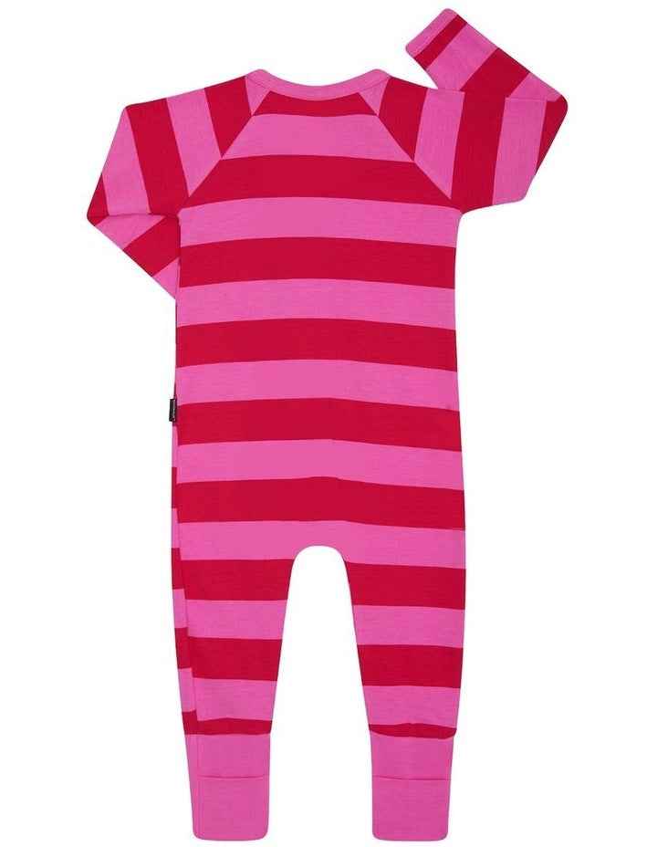 Zip Wondersuit in Horizontal Rugby Stripes Red