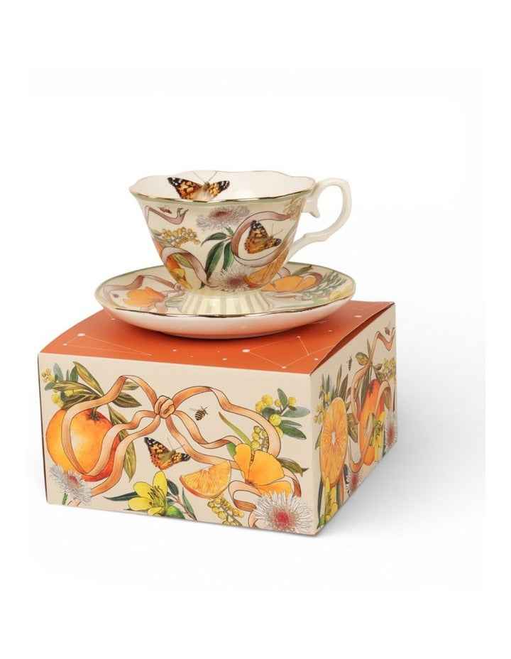 Golden Hour Tea Cup And Saucer in Multi