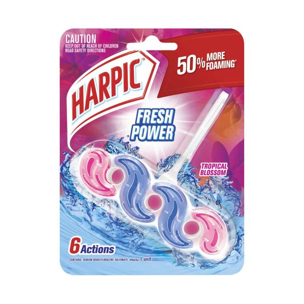 HARPIC FRESH POWER RIMBLOCK TROPICAL BLOSSOM TOILET CLEANER 39 GRAM